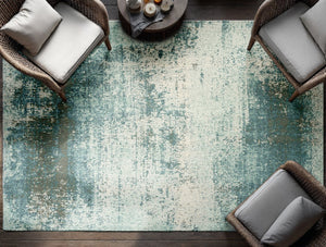 Louis De Poortere Mad Men Virgin Land - Mercury Rug: Embrace Cosmic Serenity With Eco-friendly Textures And Design Green,White,Grey,Gray 100% Pet Poly (40% Rpet) 118517-louis-de-poortere