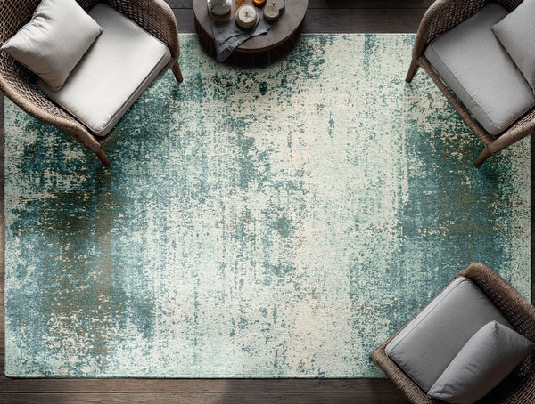 Louis De Poortere Mad Men Virgin Land - Mercury Rug: Embrace Cosmic Serenity With Eco-friendly Textures And Design Green,White,Grey,Gray 100% Pet Poly (40% Rpet) 118517-louis-de-poortere