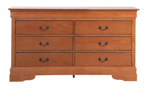 English Elm Louis Elegant Curved-Molding Chest with Carved Base, Dovetail Drawers for Smooth, Space-Saving Storage Oak 37 L x 62 W x 20 H B078118381