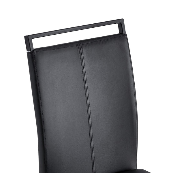 English Elm Table 7-Piece Dining Set: Stylish Black Wood & Glass Finish With 6 Comfortable Pu Chairs & Arched Legs W1151S04305-GIGA