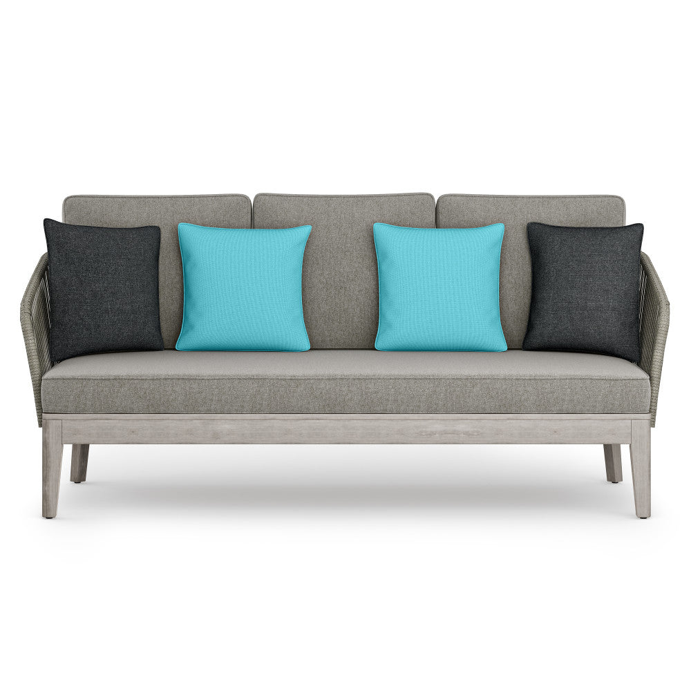 English Elm Carmel Outdoor Sofa Sand Drift - Handcrafted Acacia & Powder-Coated Aluminum, Rope Weave, Water-Resistant Cushions B136P159392