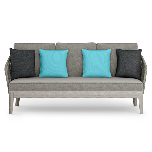 English Elm Carmel Outdoor Sofa Sand Drift - Handcrafted Acacia & Powder-Coated Aluminum, Rope Weave, Water-Resistant Cushions B136P159392