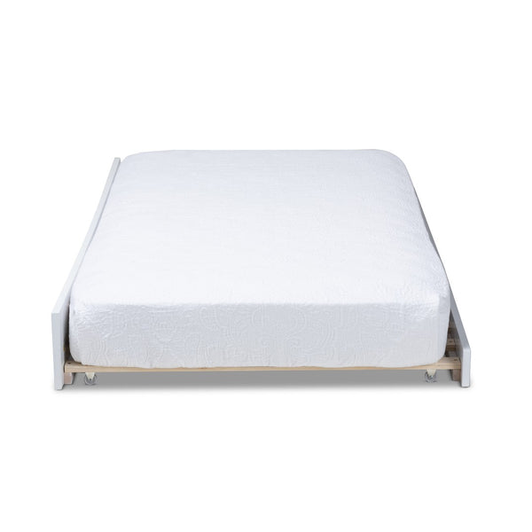 Baxton Studio Baxton Studio Neves Cottage Farmhouse White Trundle Bed - Stylish Twin Size, Easy Roll-Out Design Neves-White-Trundle