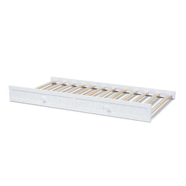 Baxton Studio Baxton Studio Neves Cottage Farmhouse White Trundle Bed - Stylish Twin Size, Easy Roll-Out Design Neves-White-Trundle