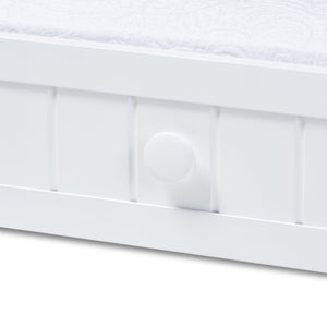 Baxton Studio Baxton Studio Neves Cottage Farmhouse White Trundle Bed - Stylish Twin Size, Easy Roll-Out Design Neves-White-Trundle