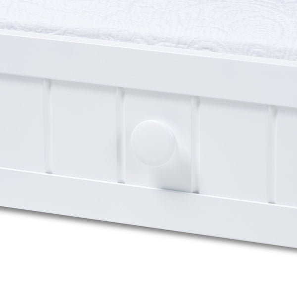 Baxton Studio Baxton Studio Neves Cottage Farmhouse White Trundle Bed - Stylish Twin Size, Easy Roll-Out Design Neves-White-Trundle