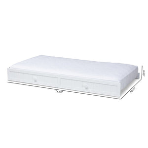 Baxton Studio Baxton Studio Neves Cottage Farmhouse White Trundle Bed - Stylish Twin Size, Easy Roll-Out Design Neves-White-Trundle