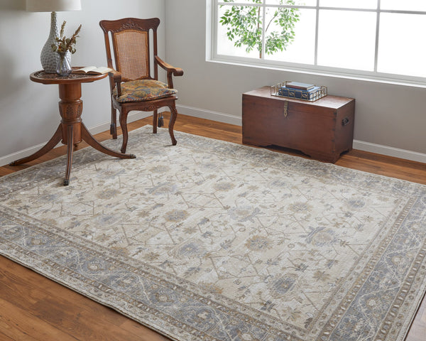 Feizy Rugs Celene Vintage-inspired Floral Rug - Elegant Power Loomed Design In Warm Neutral Palette For Any Space Tan,Ivory,Gray Viscose,Polyester Cel39kvfbgegryg00
