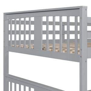 English Elm Full Over Bunk Bed with Twin Trundle Solid Pine Frame Gray Convertible LT100204AAE