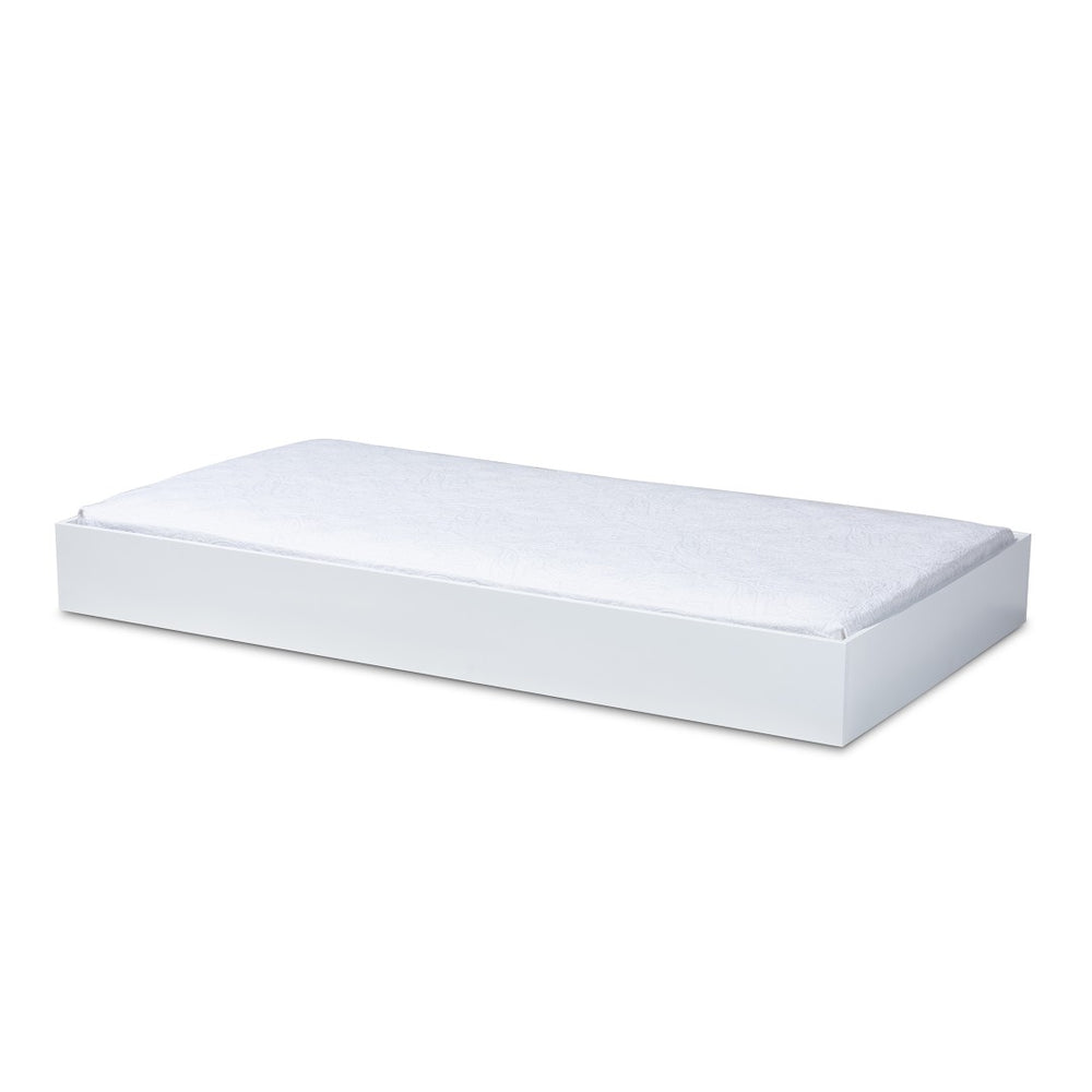 Baxton Studio Baxton Studio Renata Modern White Twin Trundle Bed with Smooth Casters for Space-Saving Sleepovers Renata-White-Trundle