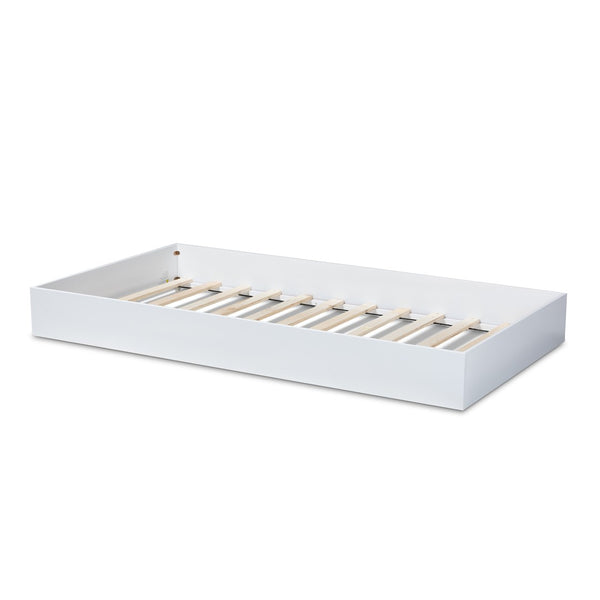Baxton Studio Baxton Studio Renata Modern White Twin Trundle Bed with Smooth Casters for Space-Saving Sleepovers Renata-White-Trundle