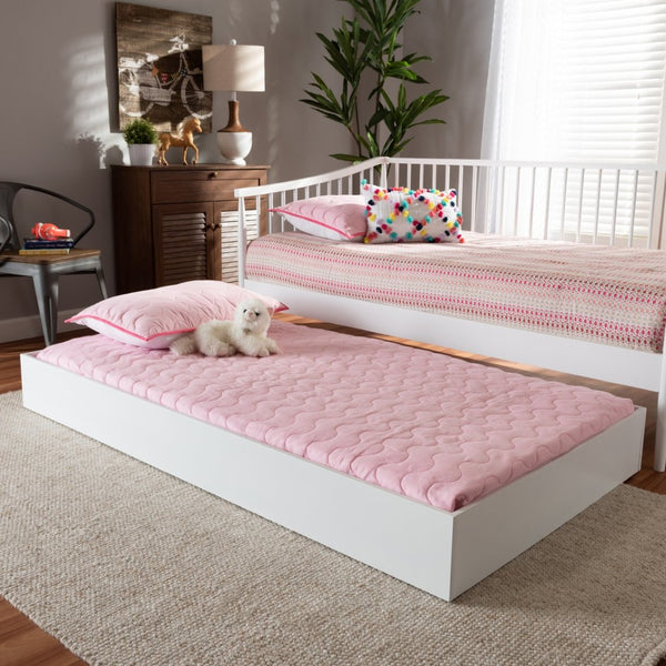 Baxton Studio Baxton Studio Renata Modern White Twin Trundle Bed with Smooth Casters for Space-Saving Sleepovers Renata-White-Trundle