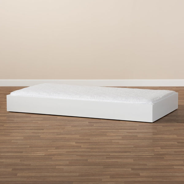 Baxton Studio Baxton Studio Renata Modern White Twin Trundle Bed with Smooth Casters for Space-Saving Sleepovers Renata-White-Trundle