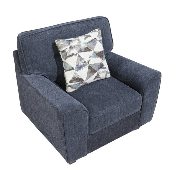English Elm Contemporary Chenille 3 Piece Sofa Set with Pocket Coil Support and Reversible Cushions Blue B011S02477