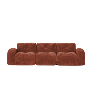 English Elm 110''boneless Velvet Sectional Sofa Modular Cloud Seating with Tufted Cushions for Living Rooms Red+Brown W714S01607