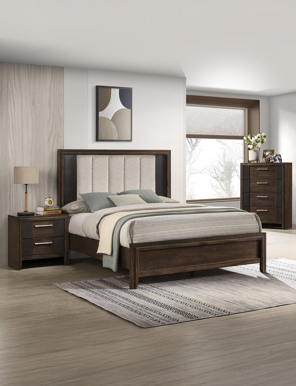 English Elm 1pc Modern 9-Drawer Dresser with Round Knobs, Gunmetal Wood-Pattern Finish, Stylish Bedroom Storage Brown 36 L x 19 W x 50 H B2741P346360