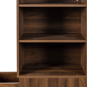 English Elm 70.87" H Modern Tall Storage Cabinet With 4 Open Shelves & 3 Drawers - Ideal For Living Room & Office W331P281206