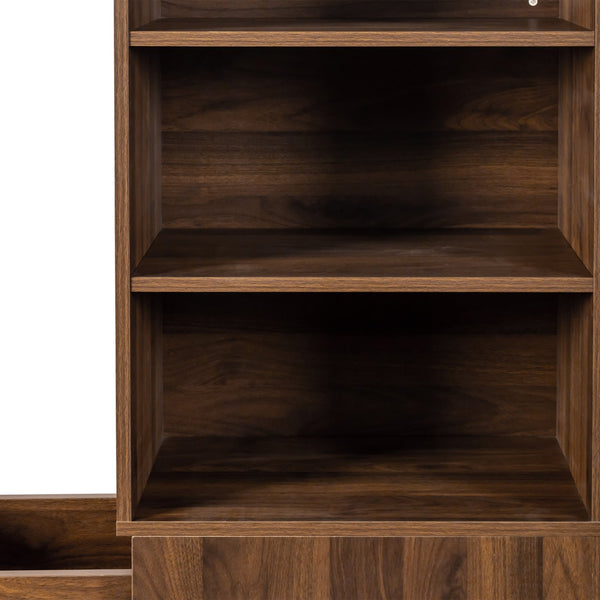English Elm 70.87" H Modern Tall Storage Cabinet With 4 Open Shelves & 3 Drawers - Ideal For Living Room & Office W331P281206