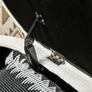 English Elm HOMCOM Teddy Fleece Storage Ottoman Bench with Eucalyptus Frame and Hidden Compartment, 46" Plush Seating Cream White W2225P217023