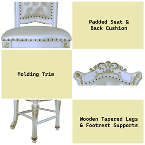 English Elm Vendome Antique Pearl Finish Counter Height Chair Set of 2 — Armless Padded Seats, Tapered Legs & Floral Footrest B2726P263568