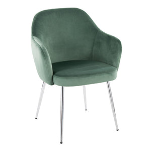English Elm Dining Chair Set of 2 Velvet Upholstered Tapered Metal Legs Contemporary Style Green B202P471291