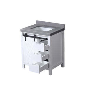 English Elm White Solid Wood Bath Vanity 30" W x 22" D with Grey Quartz Countertop, Soft-Close Drawers, Storage B2731P259997