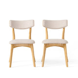 Christopher Knight Home® - Noble House - Chazz Mid Century Light Beige Fabric Dining Chairs With Natural Oak Finished Frame - Set Of 2