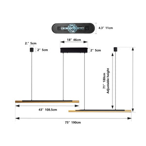 English Elm 75-inch Matte Black Gold Linear Led Pendant Dimmable Fixture for Dining or Kitchen W1340P264190