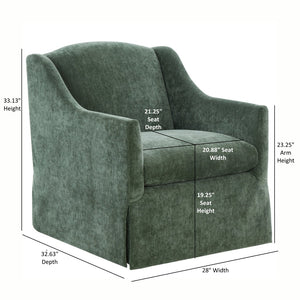 English Elm Luisa Swivel Accent Chair Skirted Tailored Silhouette for Formal Living Rooms Green B050P451387