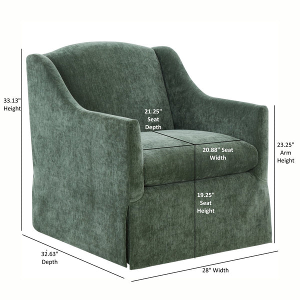 English Elm Luisa Swivel Accent Chair Skirted Tailored Silhouette for Formal Living Rooms Green B050P451387