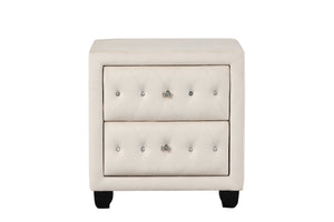 English Elm Encore Modern Style 4Pc Queen Bedroom Set - Tufted Upholstered Bed With Dresser & Nightstand In Beige B009S01708