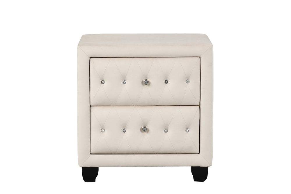 English Elm Encore Modern 4Pc King Bedroom Set With Upholstered Tufted Headboard & Ample Storage In Beige B009S01712