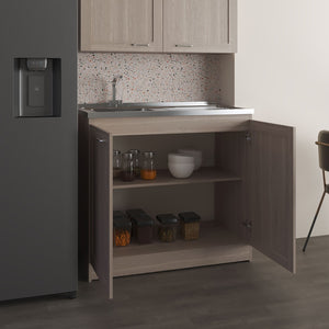 English Elm Zurich Freestanding Stainless Steel Utility Sink with Black Storage Cabinet for Garage B200S00430