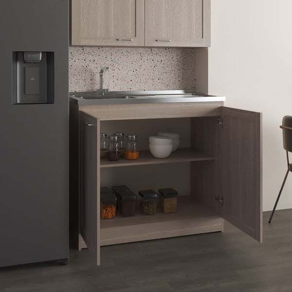 English Elm Zurich Freestanding Stainless Steel Utility Sink with Black Storage Cabinet for Garage B200S00430