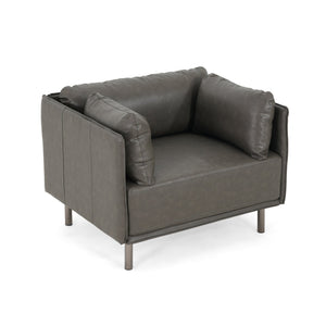 English Elm Christopher Knight Home® - 39" Vintage Grey Faux Leather Lounge Chair - Stylish Comfort For Living Room, Bedroom & Office Spaces N767P208310D