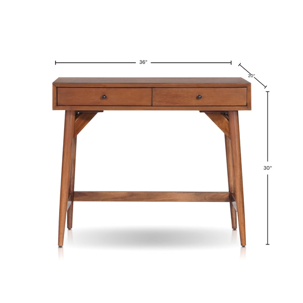 Alpine Furniture Flynn Mini Desk – Compact Design With Durable Drawer Construction For Small Spaces And Easy Assembly Chestnut Mahogany Solids & Veneer 966-95-alpine