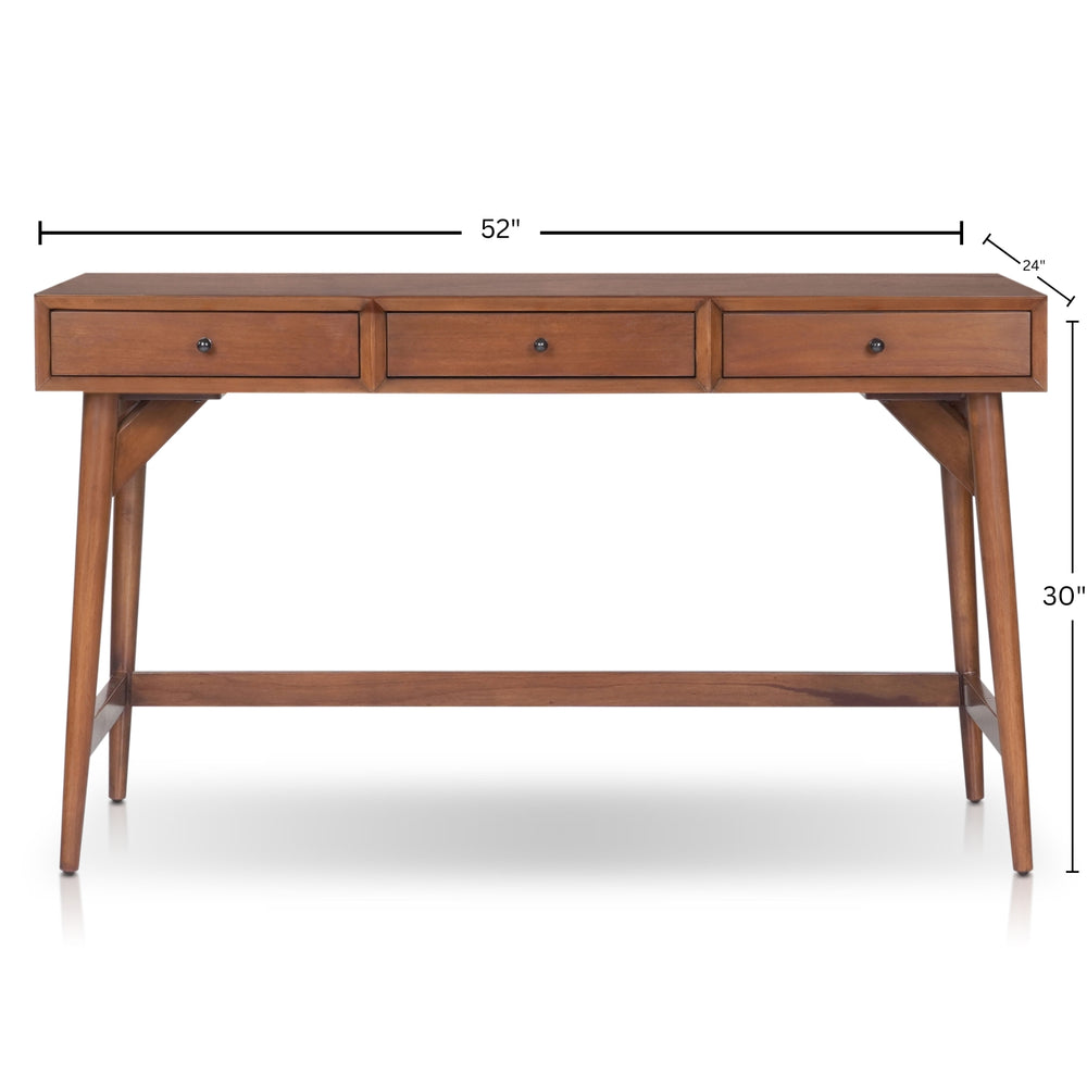 Alpine Furniture Flynn Mini Desk – Compact Design With Durable Drawer Construction For Small Spaces And Easy Assembly Chestnut Mahogany Solids & Veneer 966-96-alpine