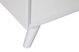 Alpine Furniture Flynn Mid-Century Accent Cabinet In White — Solid Mahogany, Rolling Door & Felt-Lined Top Drawer, 40" 966-W-14
