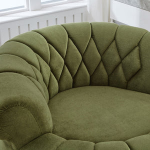 English Elm Swivel Barrel Accent Chair Chenille Tufted Round Club Seat for Living Room Lounge Green N719S002280F