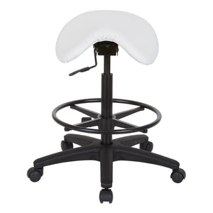 OSP Home Furnishings Backless Saddle Stool Ergonomic Pneumatic Height Adjustable Office Studio Task Seating Dillon Snow ST205-R101