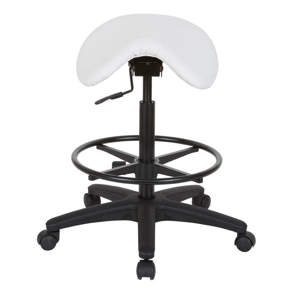 OSP Home Furnishings Backless Saddle Stool Ergonomic Pneumatic Height Adjustable Office Studio Task Seating Dillon Snow ST205-R101