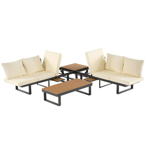 English Elm Outdoor Sectional Sofa Set - Stylish Modular Patio Seating With Adjustable Recline & Storage Solutions N719Z000170A-GIGA