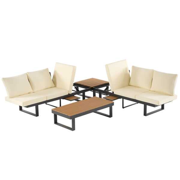 English Elm Outdoor Sectional Sofa Set - Stylish Modular Patio Seating With Adjustable Recline & Storage Solutions N719Z000170A-GIGA