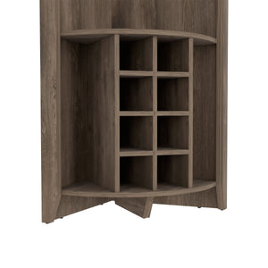 English Elm Essential Corner Bar Cabinet with Wine Rack & Cup Holders, Space-Saving Three-Tier Storage Solution Dark Brown 75 L x 24 W x 3 H B200S00405