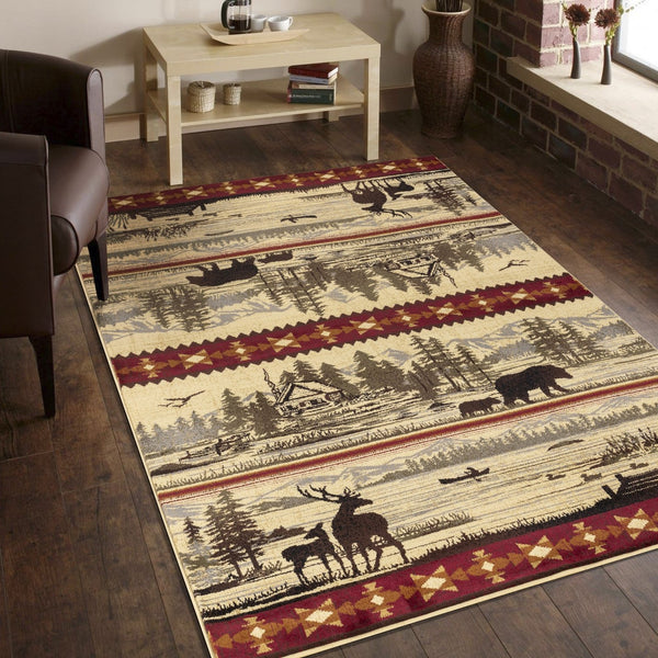 English Elm Nature'S Nest Lodge Area Rug 7'10" X 10'3" – Durable, Stain-Resistant, Perfect For High-Traffic Homes B186P180956