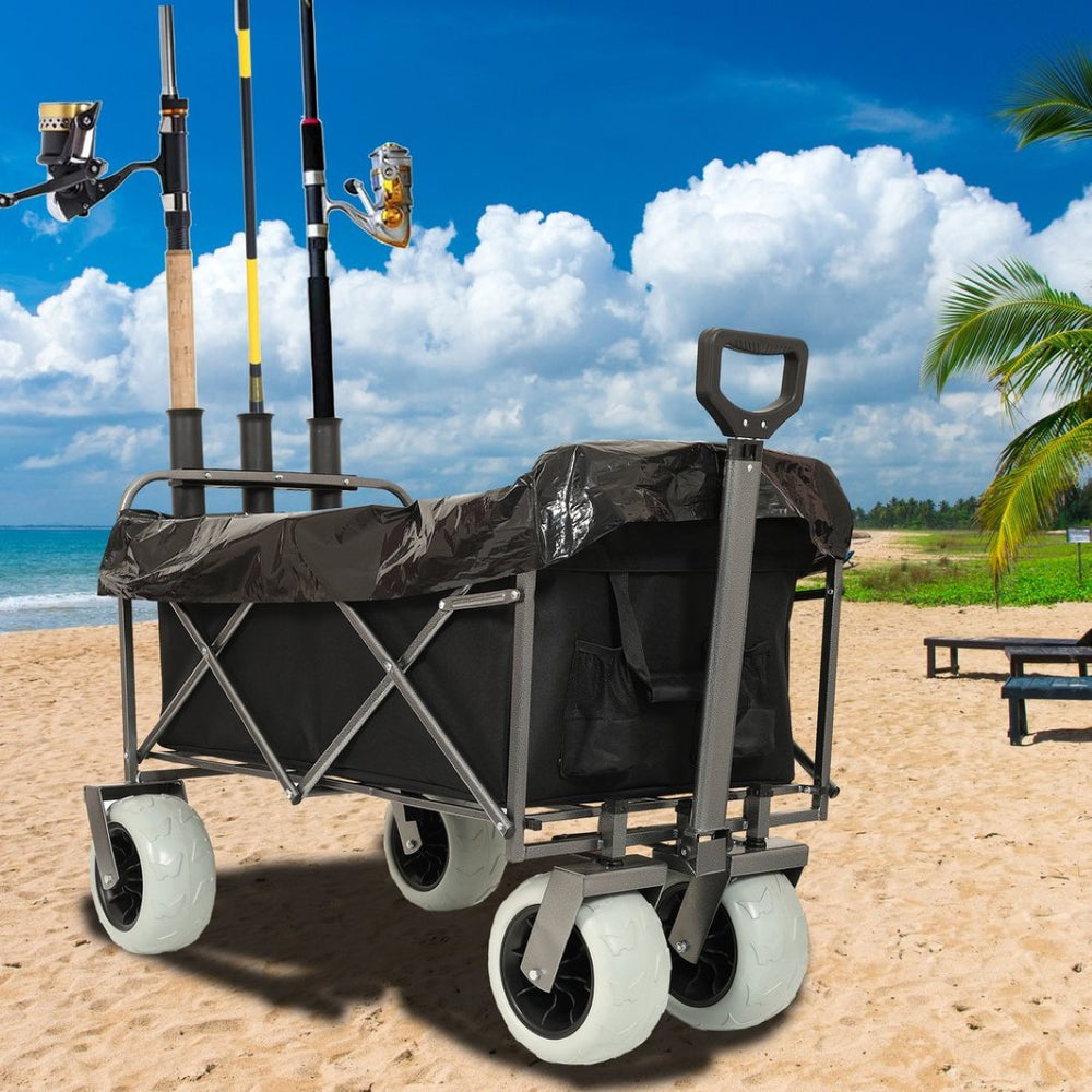 English Elm Fishing Cart All Terrain Steel Frame with Rod Holders and 9 Inch Pneumatic Tires W2932P253148