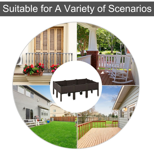 English Elm Outsunny 6-Piece Elevated Garden Bed Kit - Self-Watering Planters For Easy Outdoor Gardening Fun! W2225P174397-GIGA