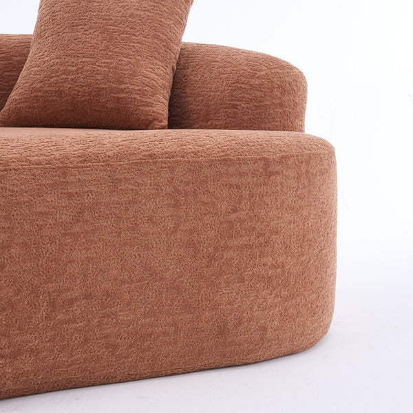 English Elm LY-025S Curved Loveseat Sofa Compact 65" chenille upholstery, 30D foam with spring core, 300lb capacity, 3 pillows, apartment-friendly Coral W2231P292947