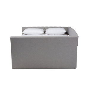 Baxton Studio Baxton Modern Upholstered Daybed with Roll-Out Trundle - Stylish Sofa, Extra Sleeping Space Solution Delora Light Queen CF9044-Light Grey-Daybed-Q/T