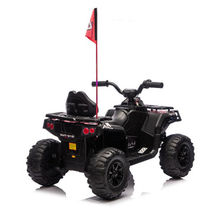 English Elm 24v Kids Electric Ride-on Atv with Dual Motors Bluetooth Led Lights and Flag Poles Pink W1578P305896